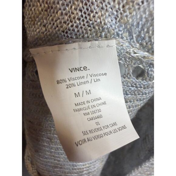 Vince Sweater M Part Linen Blue/Gray Lightweight Designer - Picture 4 of 6